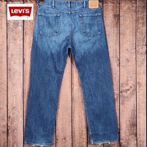 38x32 Vtg Straight Fit Original Red Tag Light Distressed Blue Jeans